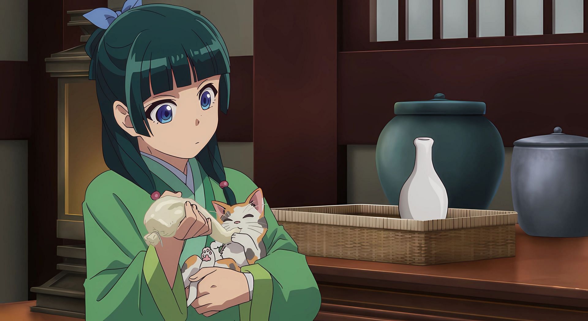 Maomao and Maomao (kitten) as seen in the anime (Image via Toho Animation Studio and OLM)