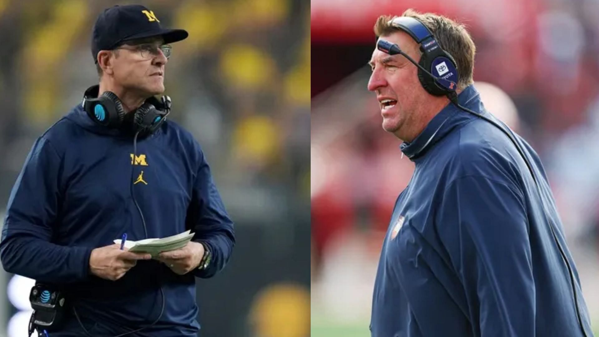 Coaches Bret Bielema and Jim Harbaugh 