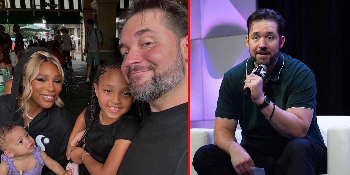 Serena Williams with her husband Alexis Ohanian and their daughters Olympia and Adira (R) | Image via: Instagram @alexisohanian (L) &amp; Getty (R) 