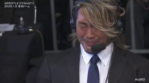 Tanahashi's tears at Wrestle Dynasty [Image credit: Screenshot of NJPW Global's X post]