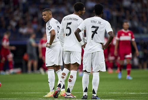 Kylian Mbappe, Vinicius Jr., and Jude Bellingham - UEFA Champions League 2024/25 League Phase MD1 - Source: Getty