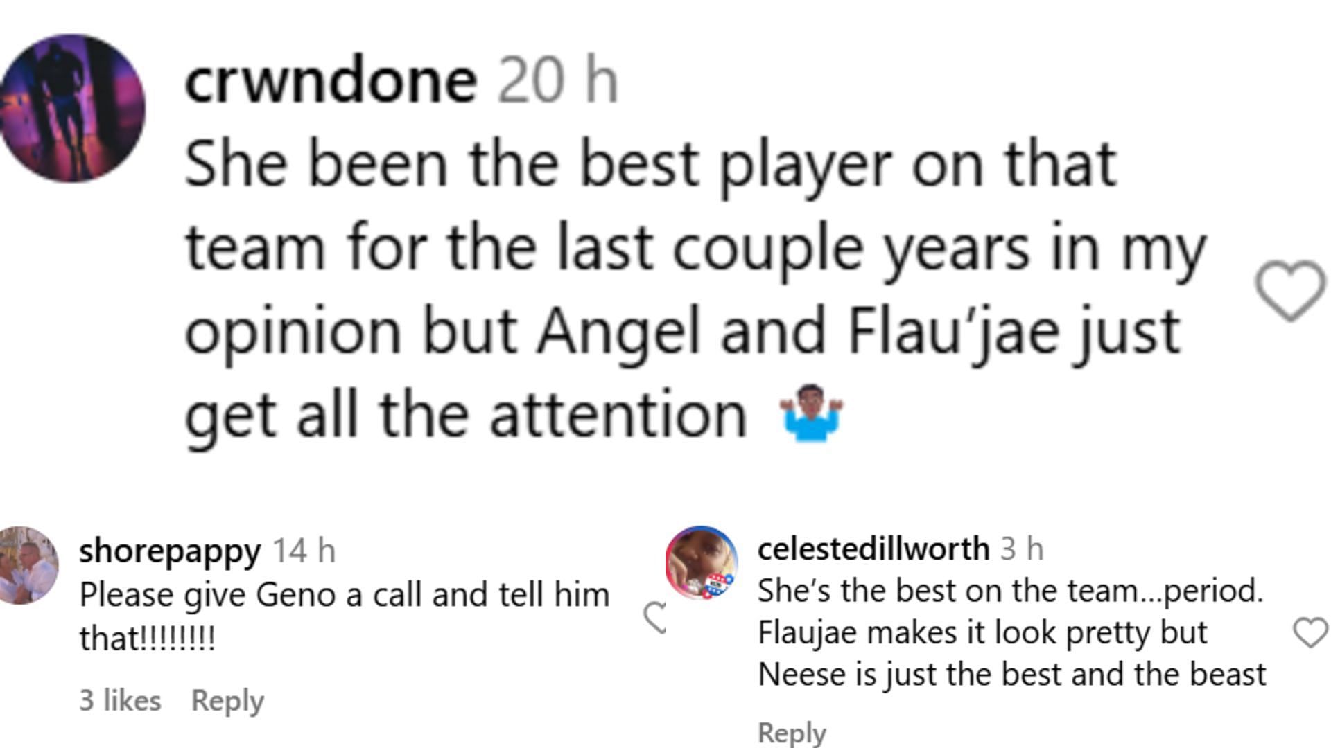 Fans acknowledged Aneesah Morrow&#039;s play amid Angel Reese and Flau&#039;jae Johnson&#039;s stardom. (Source: https://www.instagram.com/p/DEytBXSNbHX/?img_index=2)