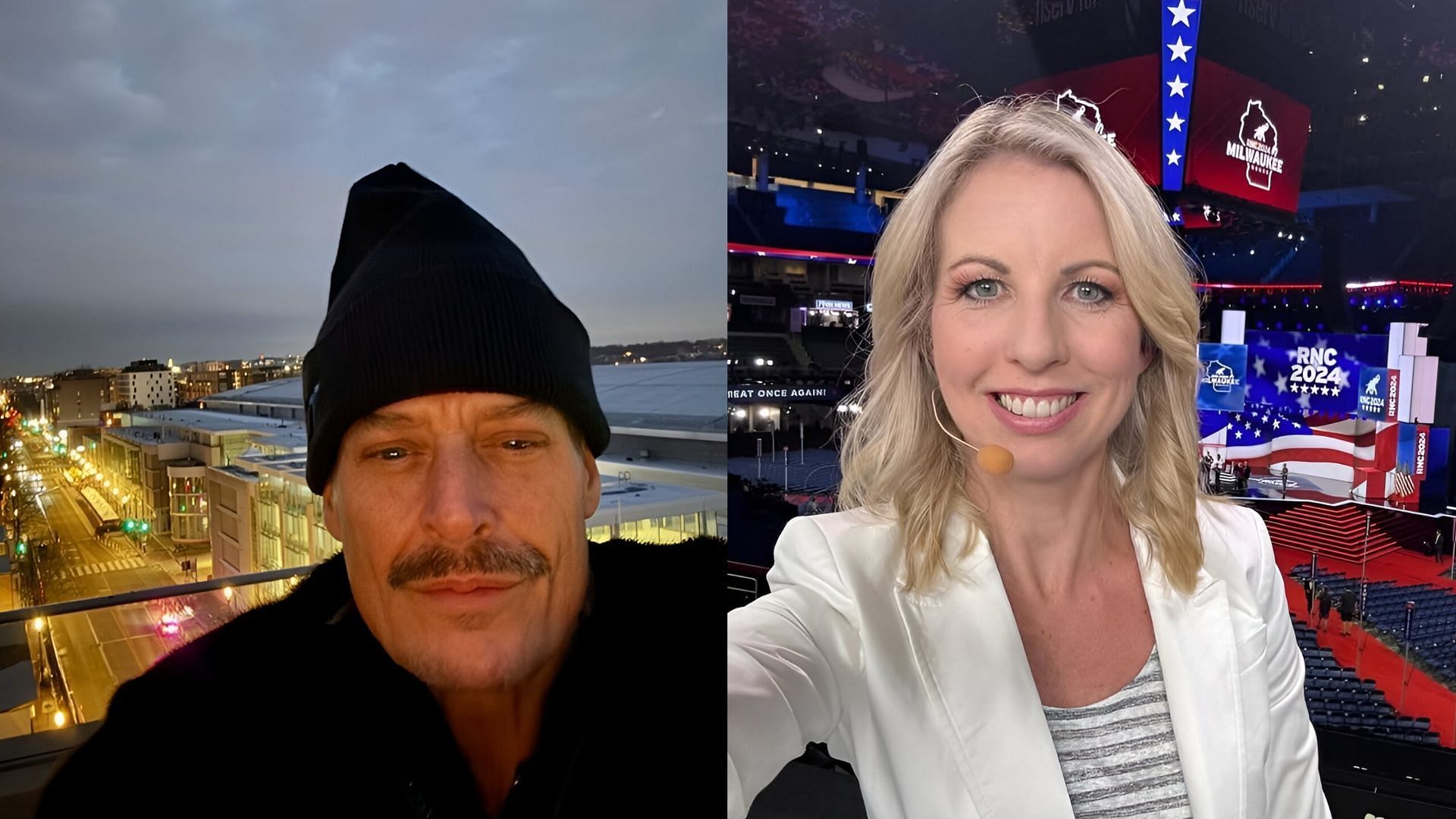 Kid Rock flirts with BBC broadcaster Caitriona Perry during live interview. (Image via Instagram/@kidrock, @caitriona.perry)