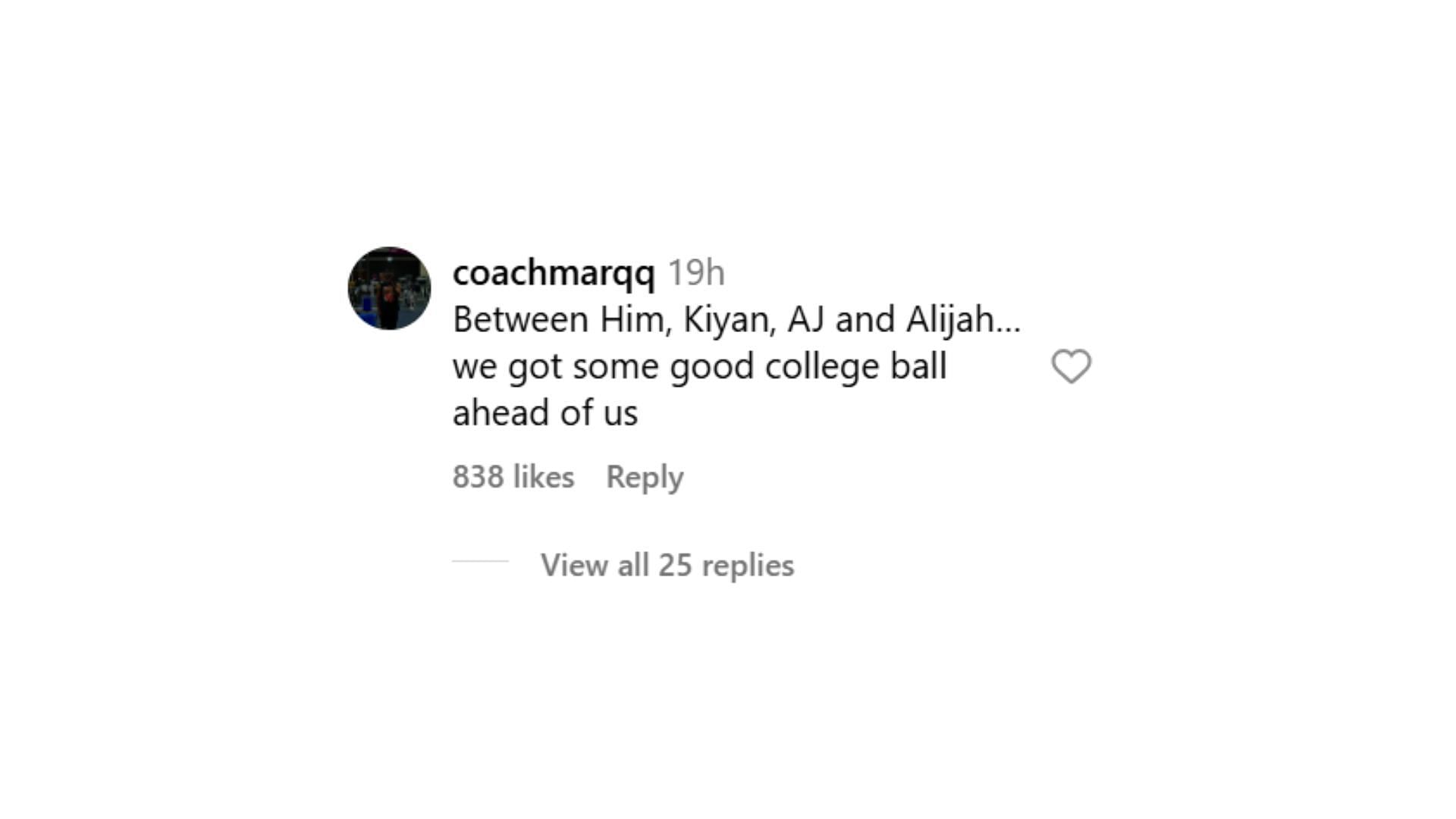 Fans want Alijah Arenas to join Bryce James at Arizona (bleacherreport/IG)