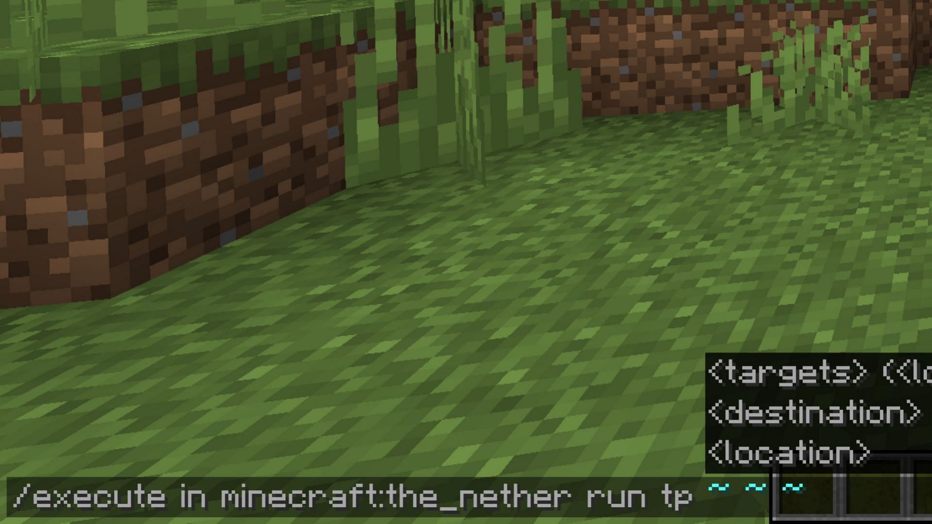 The command line to instantly teleport from Overworld to Nether (Image via Mojang Studios)