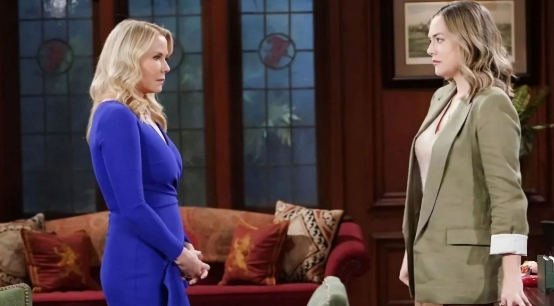 Brooke Logan with her daughter Hope Logan at Forrester Creations in a still from the soap (Image via CBS)