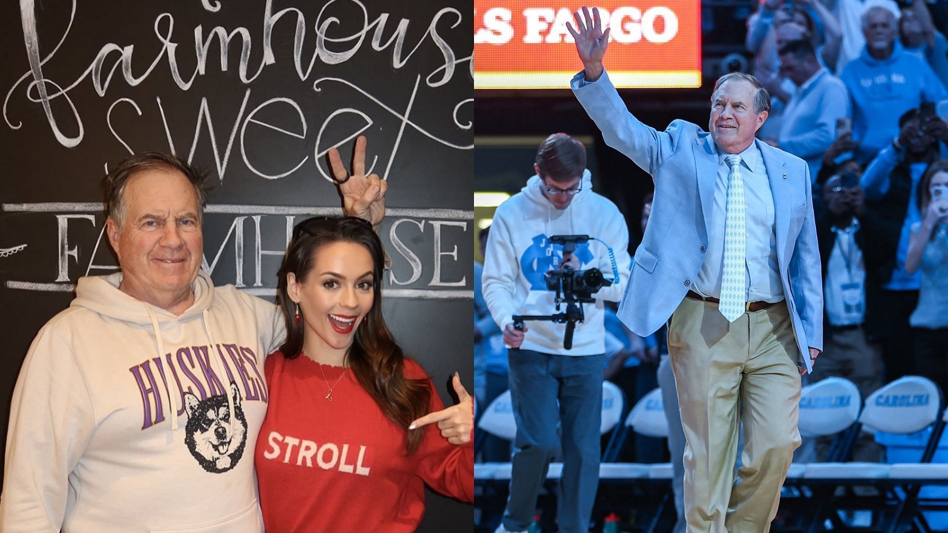 North Carolina coach Bill Belichick and his GF, Jordan Hudson