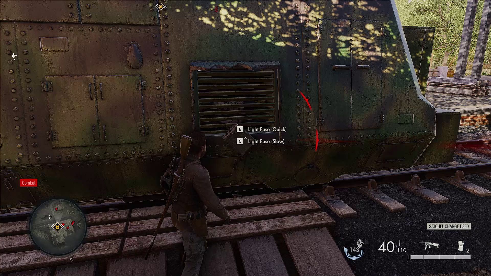 Planting Satchel charge on the armored train (Image via Rebellion)