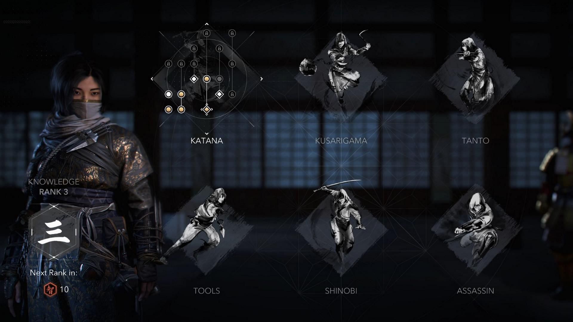 Naoe&#039;s six abilities in AC Shadows (Image via Ubisoft)