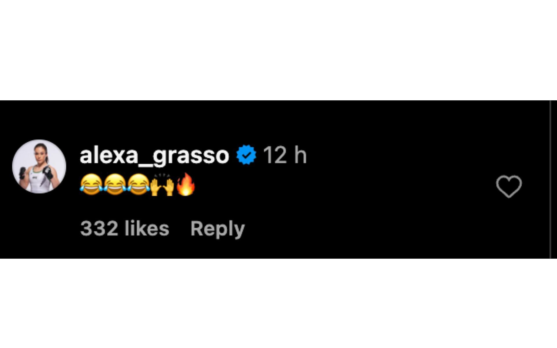 Screenshot of Alexa Grasso&#039;s comment.