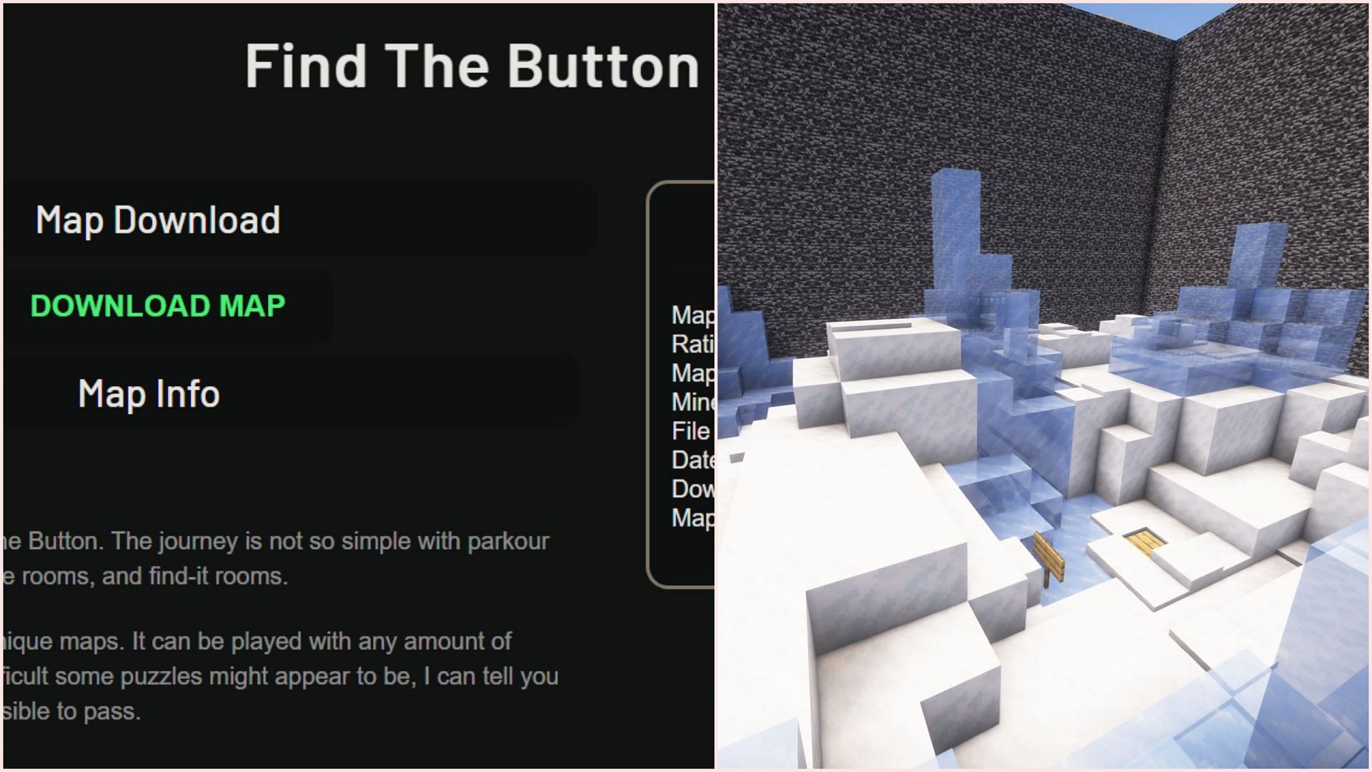 Players can enjoy Find The Button Minecraft map by downloading it from the internet (Image via Minecraft Maps || Mojang Studios)