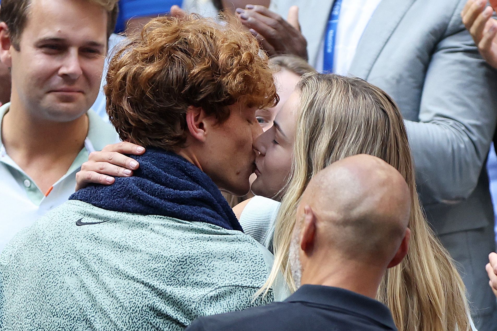 2024 US Open - Jannik Sinner and Anna Kalinskaya share a kiss- Source: Getty