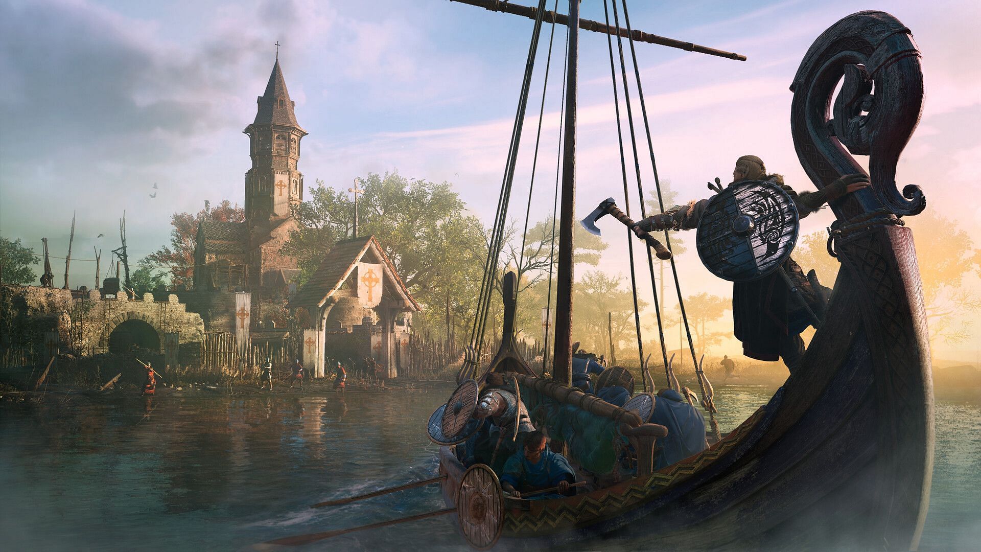 Eivor Varinsdottir charging in Assassin&rsquo;s Creed Valhalla (Image via Ubisoft)