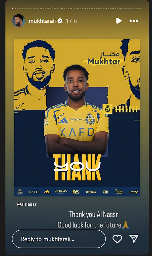 Screenshot of Mukhtar Ali's farewell post - (Instagram/@mukhtarali)