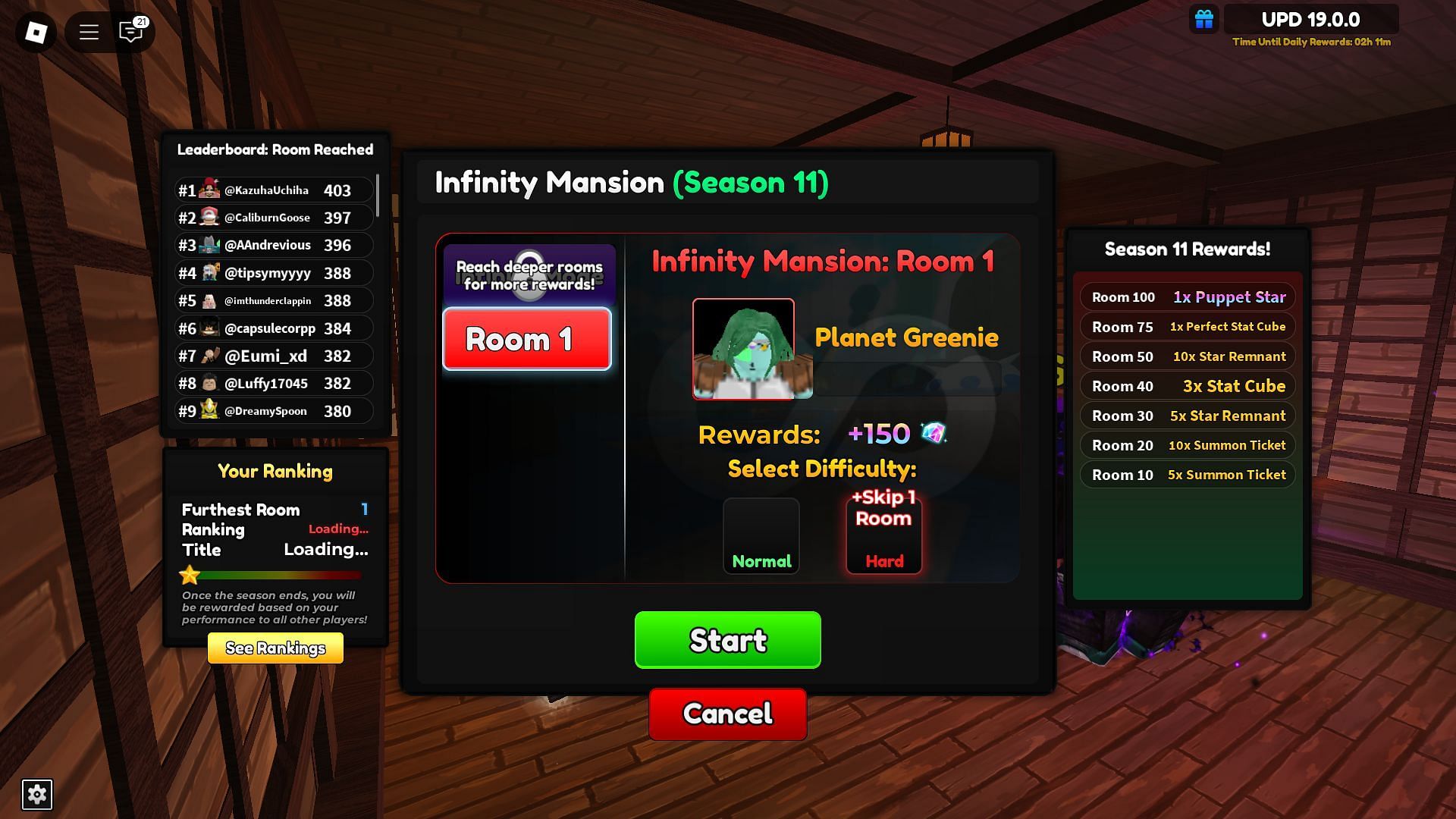 Infinity Mansion rewards (Image via Roblox)