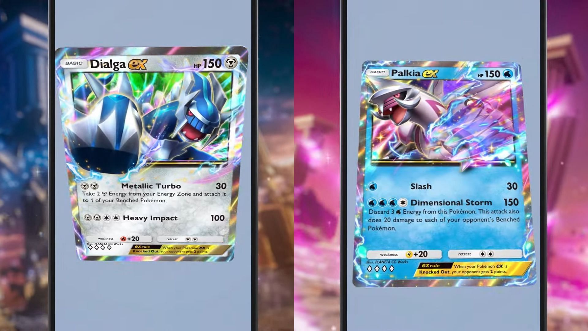 Dialga ex and Palkia ex take center stage for this pack expansion (Image via The Pokemon Company)