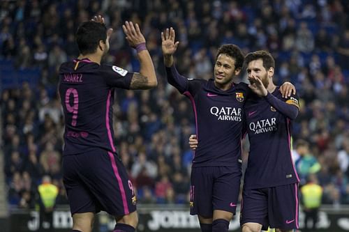 L to R: Suarez, Neymar and Messi - Source: Getty