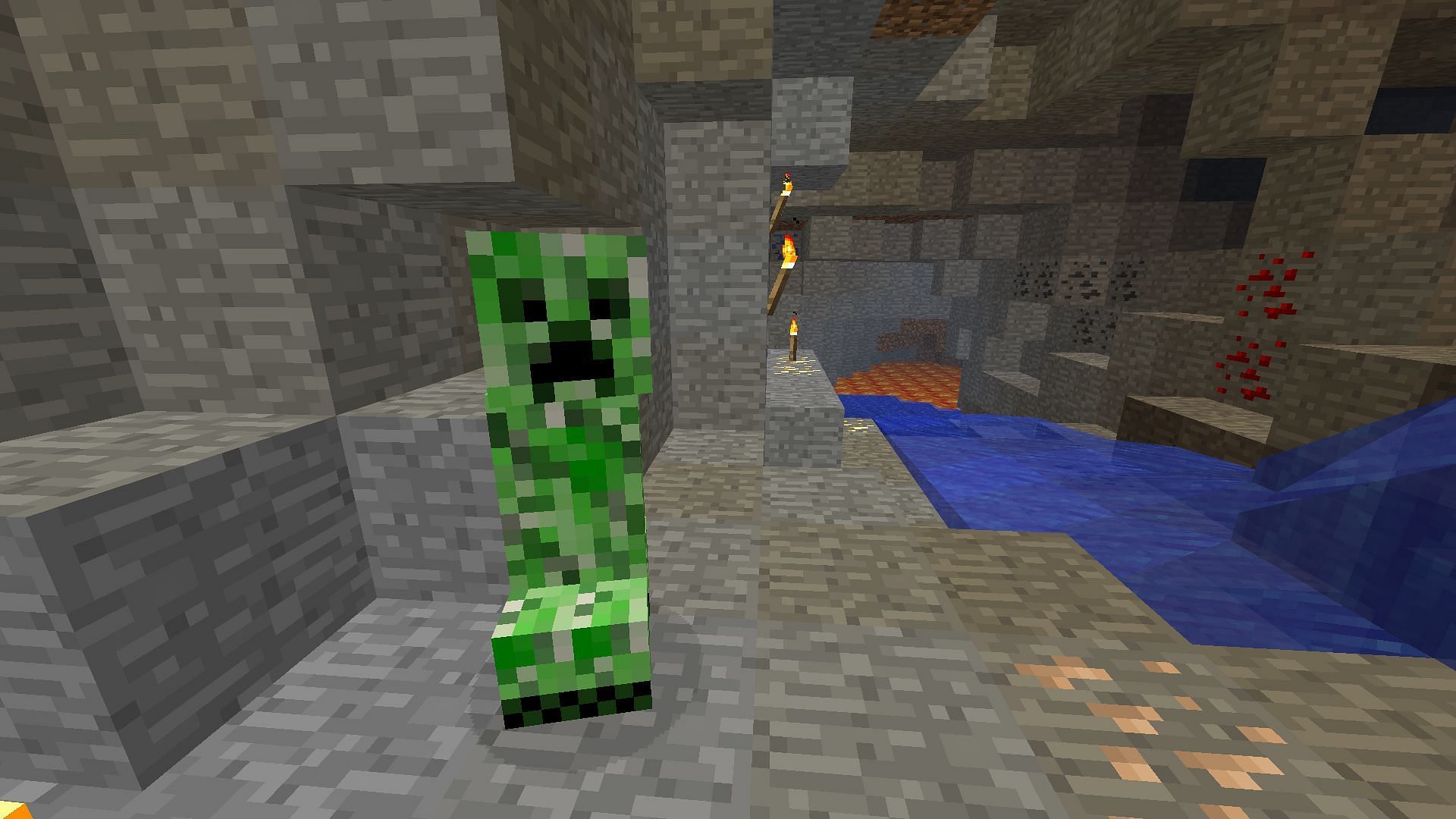 Creepers can create openings underground for escape (Image via Mojang Studios)