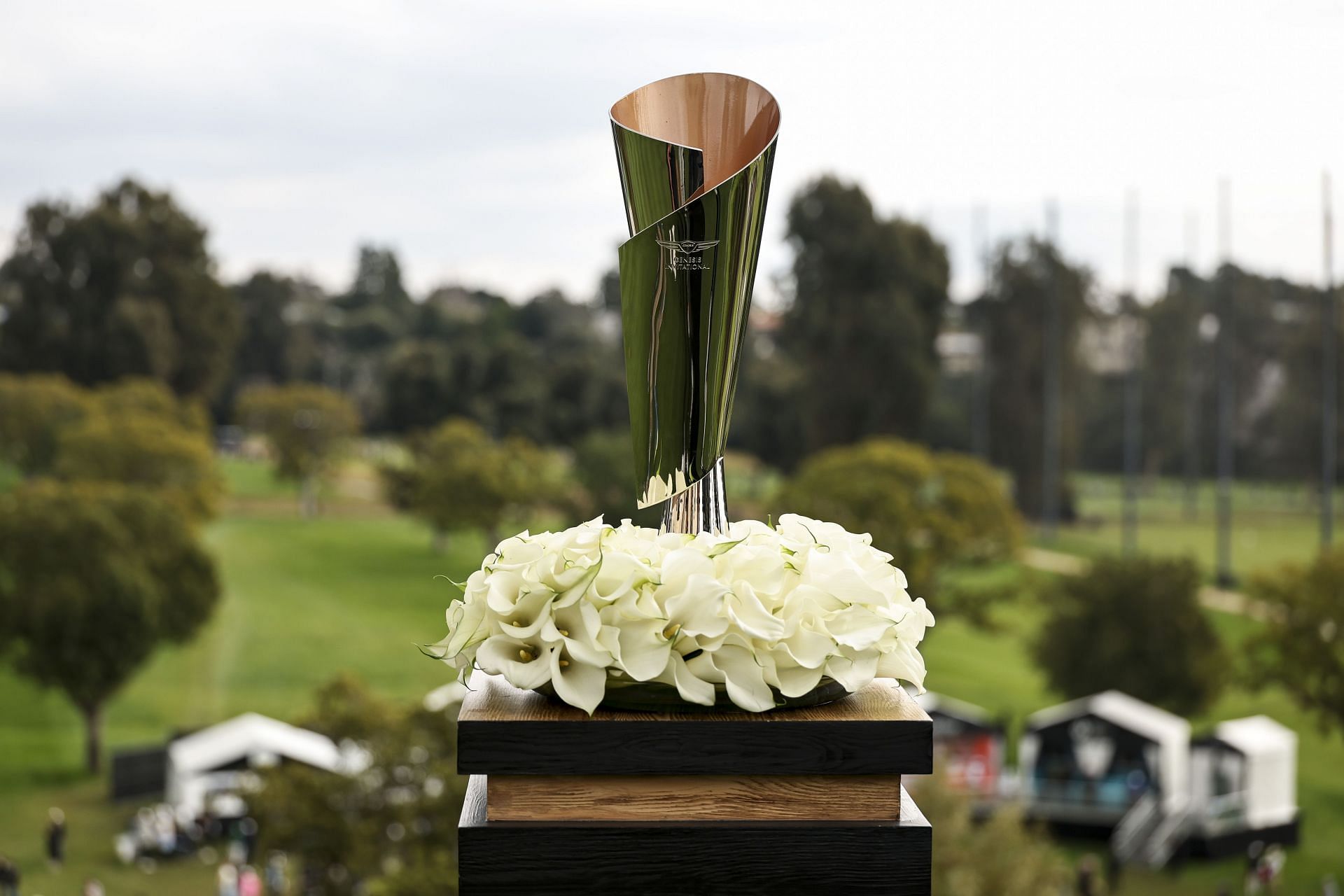 The Genesis Invitational trophy (Image via Getty).