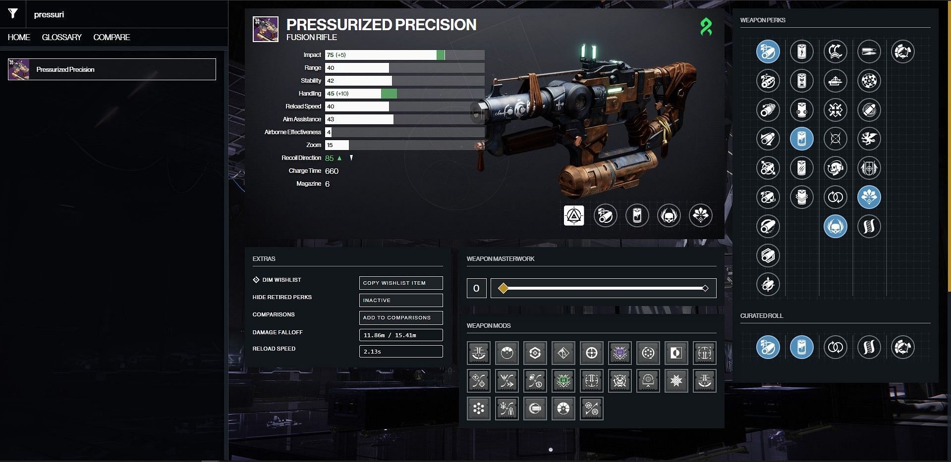 Pressurized Precision PvE god roll in Destiny 2 (Image via Bungie/D2Gunsmith)