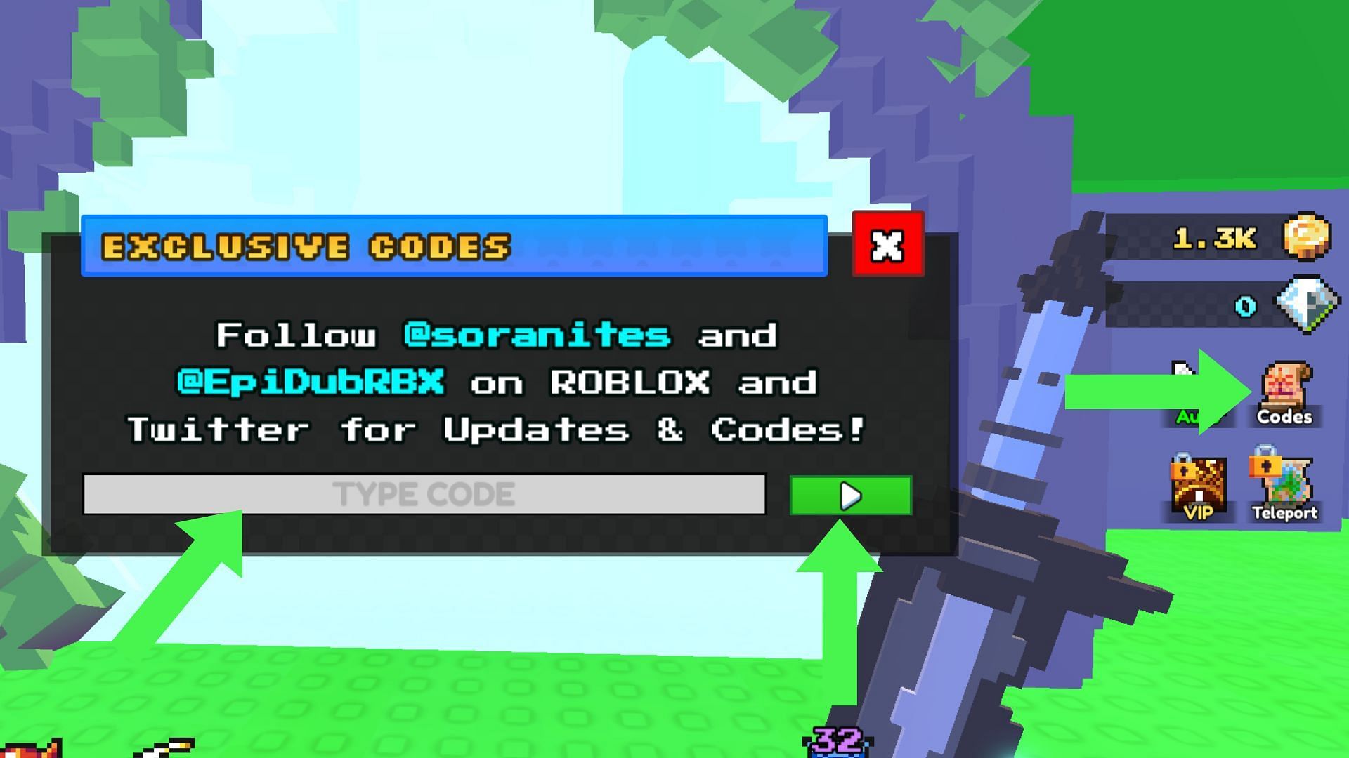 Double-check the code before redeeming it in Pixel Slayer (Image via Roblox)