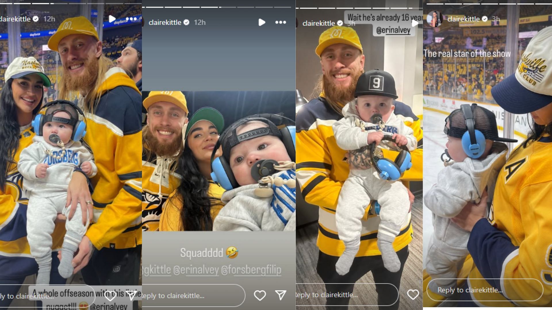 George and Claire Kittle supported the Nashville Predators and their friend Filip Forsberg. (Photos via Claire Kittle&#039;s Instagram)