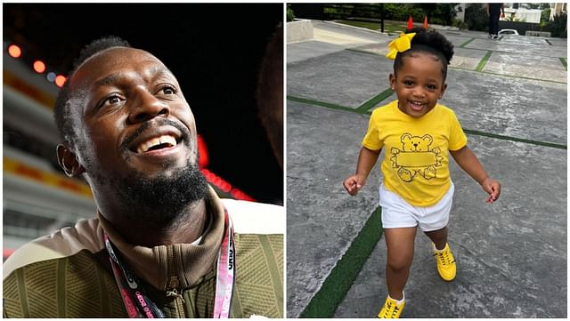 Usain Bolt and his daughter Olympia Lightning Bolt