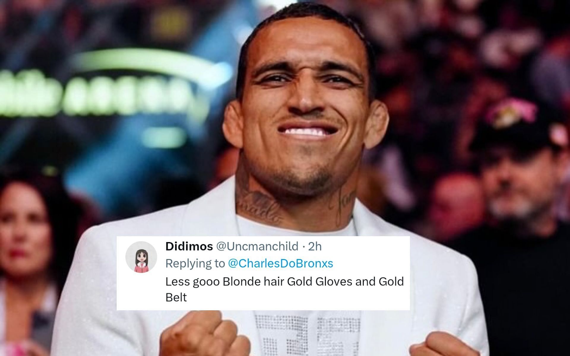 Fans react as Charles Oliveira shares five-word[ message on X. Image courtesy: @charlesdobronxs on Instagram]