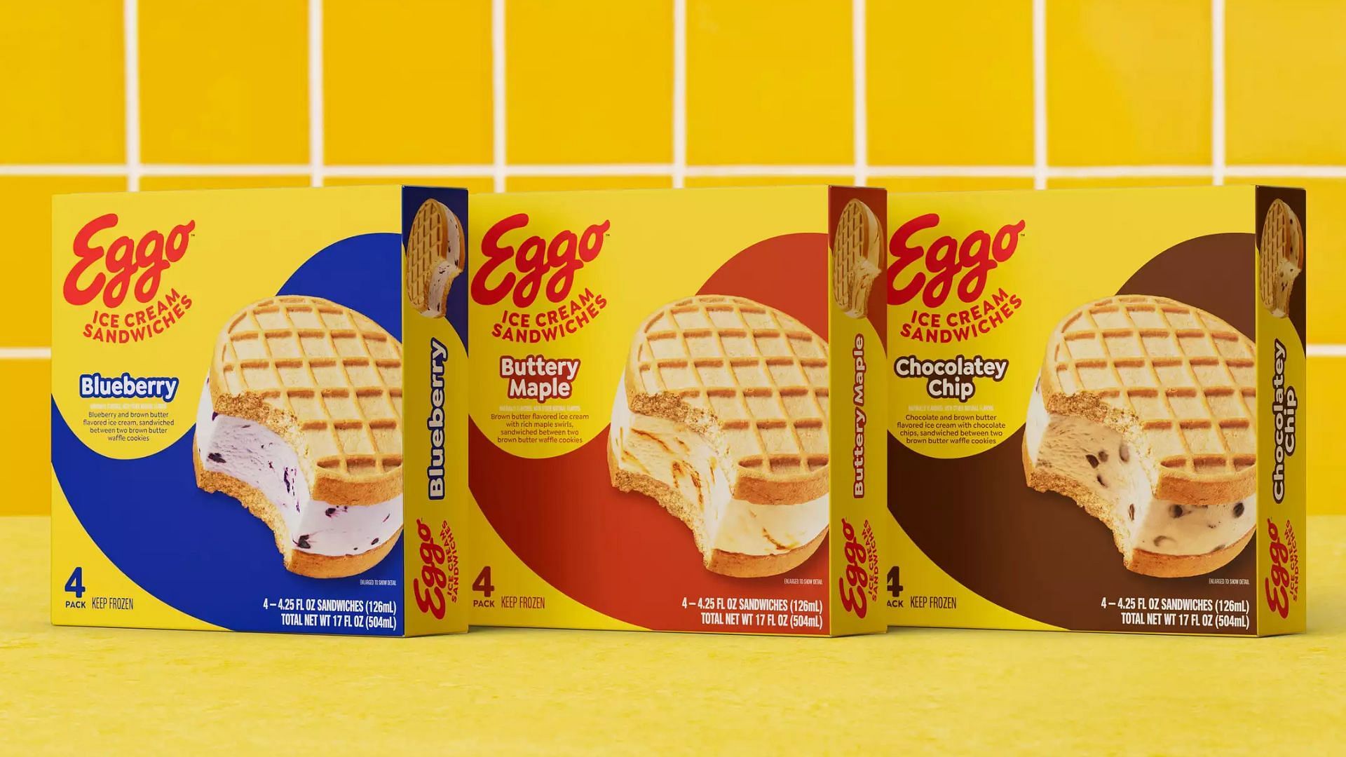 Eggo Ice cream sandwiches are available in different flavors (Image via Kellanova)