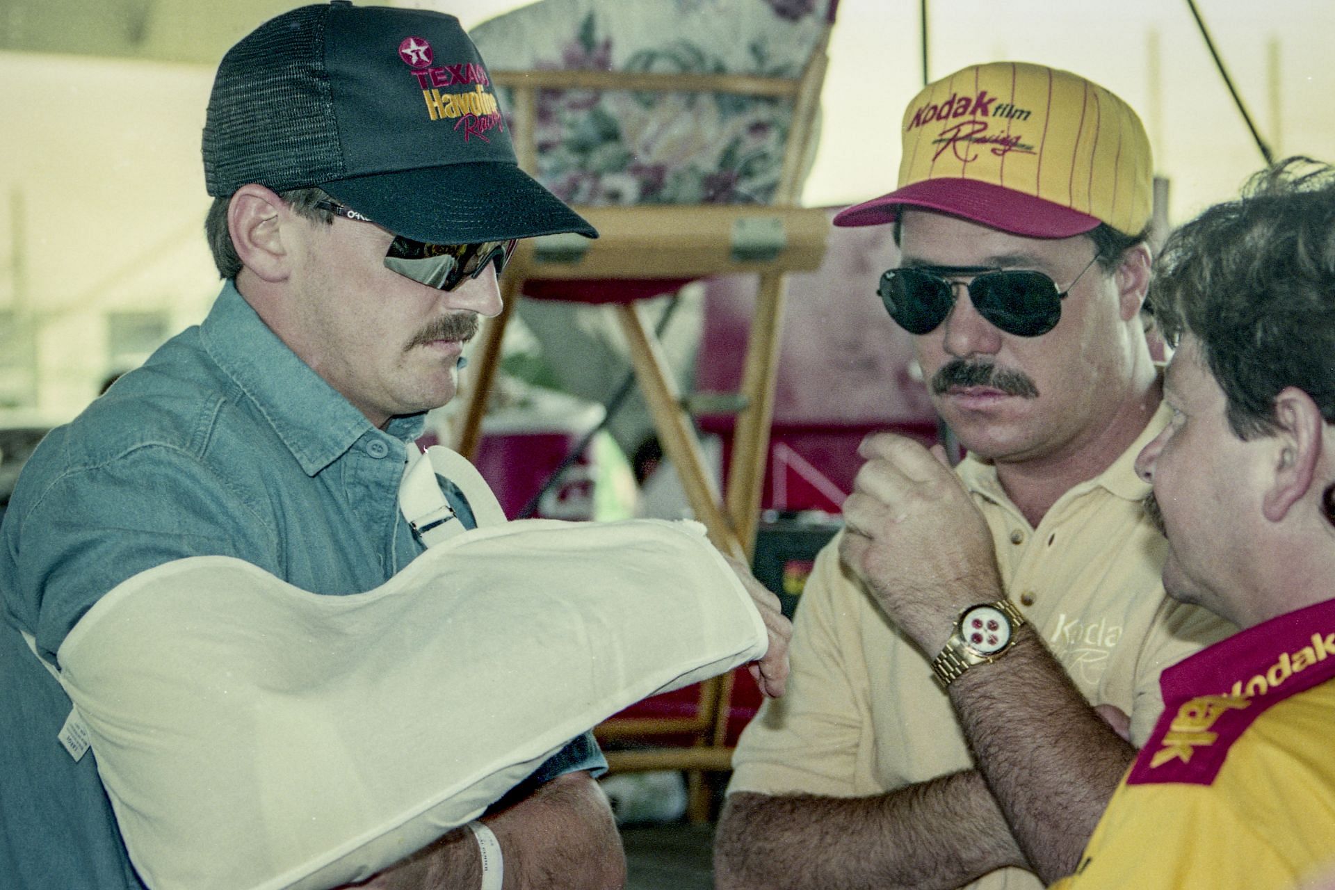 Davey Allison, with his arm in a sling, before the Winston 500 NASCAR Winston Cup race in Talladega - Source: Getty