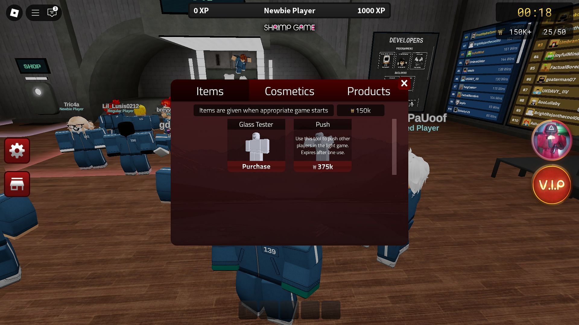 Purchase the push move to add it to your quick slot (Image via Roblox)