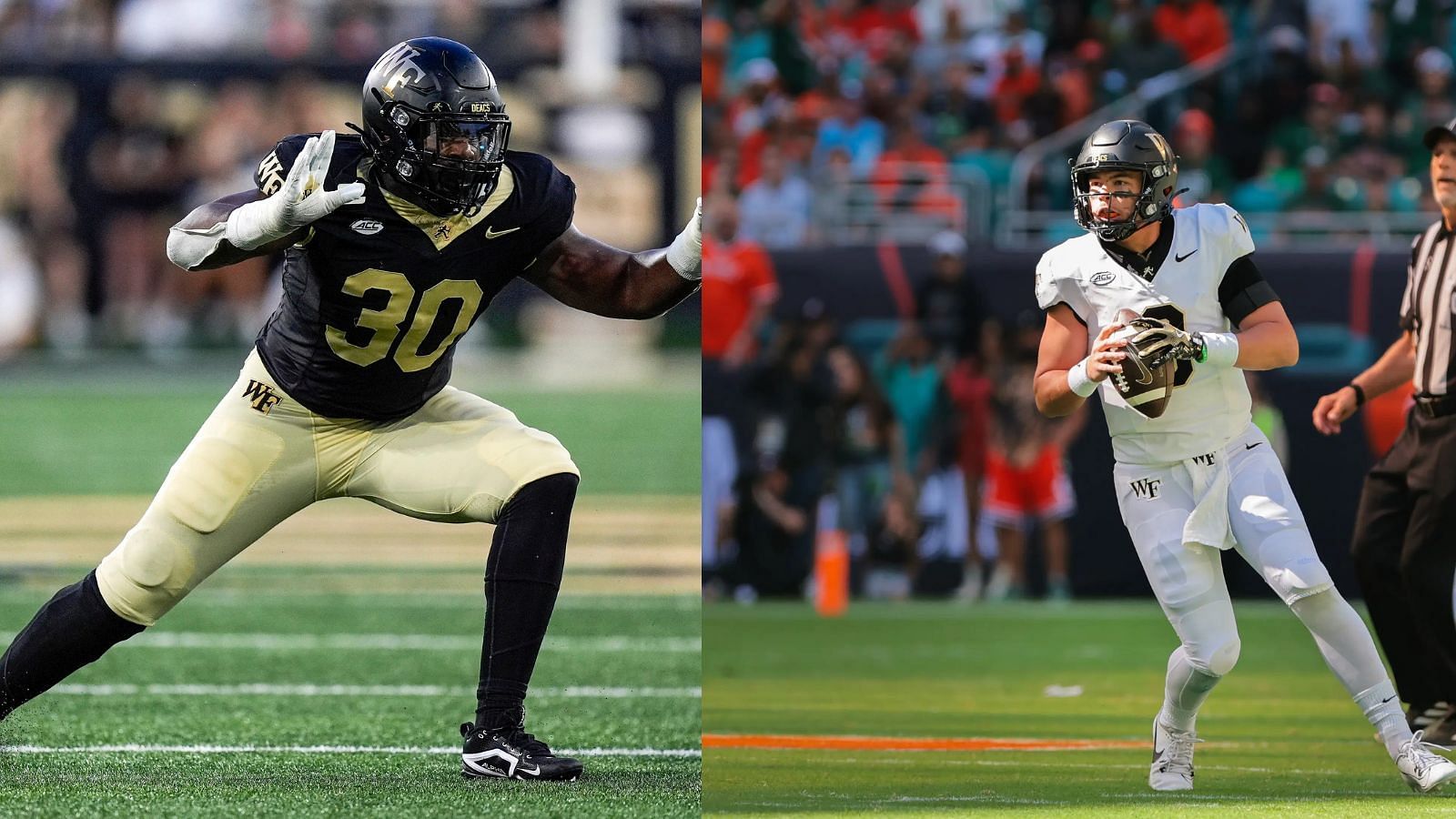 Wake Forest standouts Jasheem Davis and Hank Bachmeier are NFL Draft hopefuls. (Photo Credits: IMAGN)