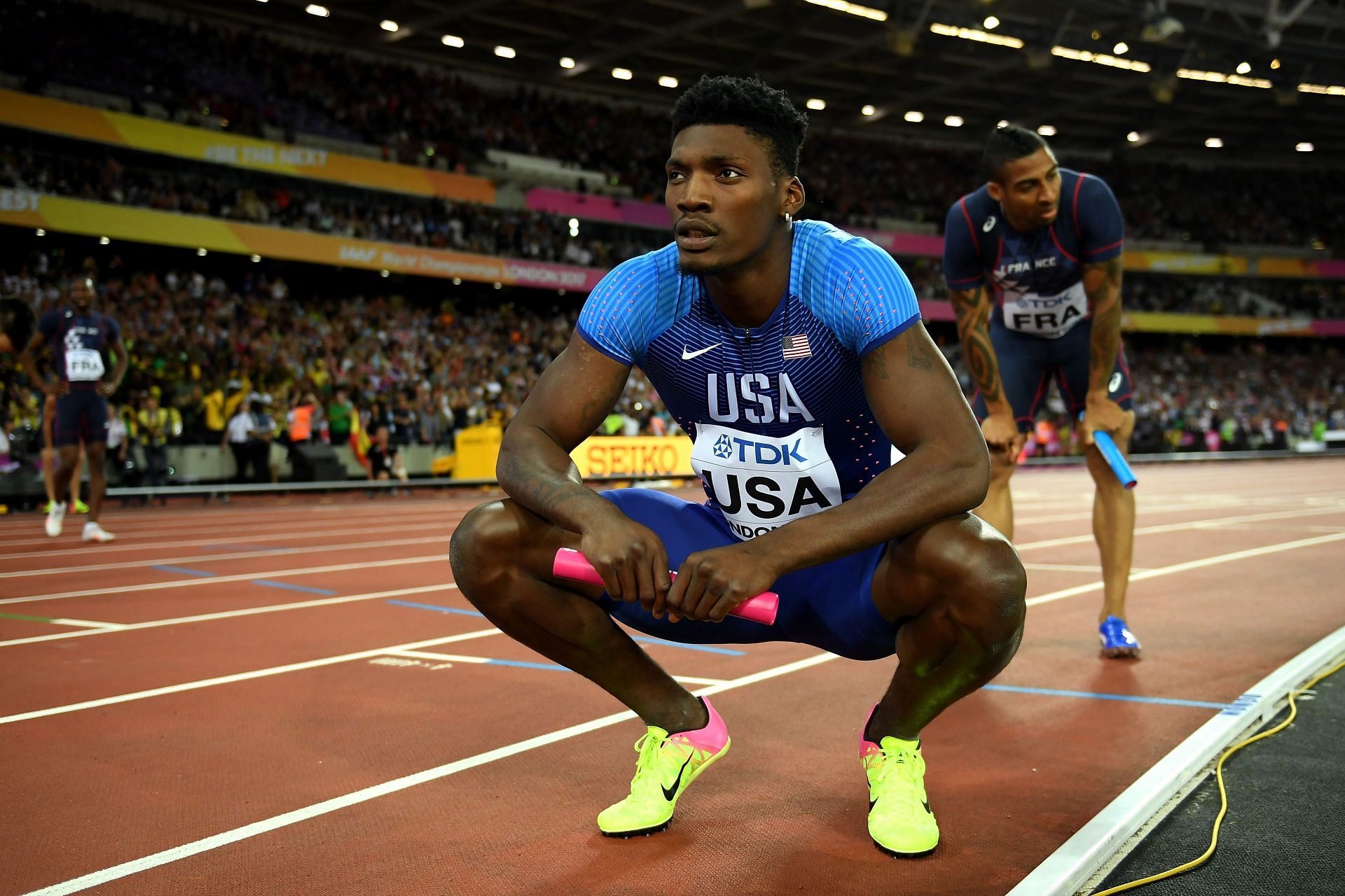 Kerley competing in the Men&#039;s 4x400m relay event at the 2016 IAAF World Championships (Image via: Getty Images)