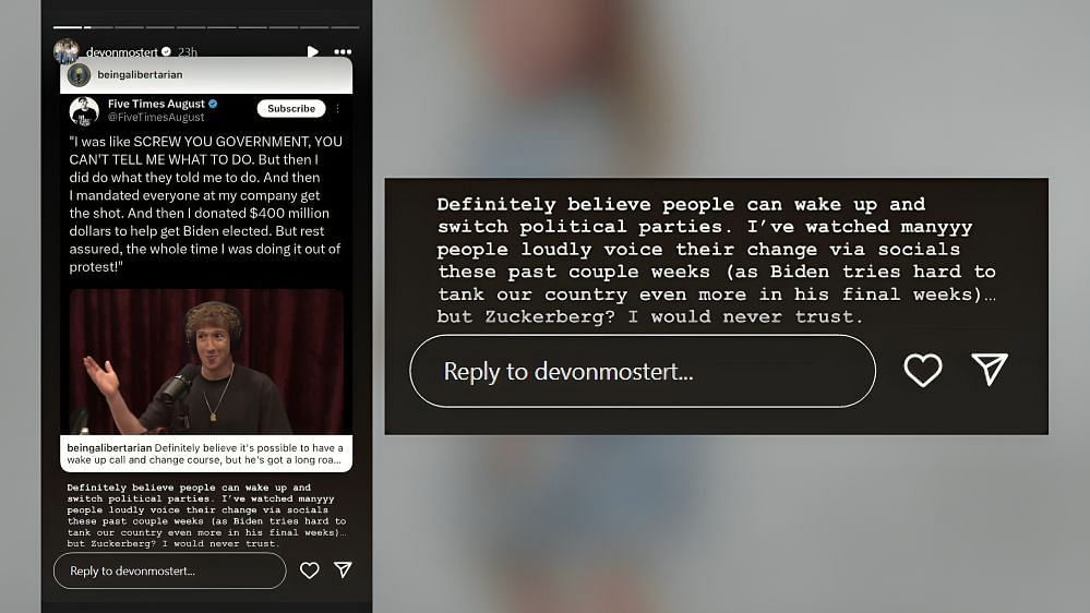 Devon Mostert rages at Meta CEO Mark Zuckerberg (Image Source: Devon/IG)