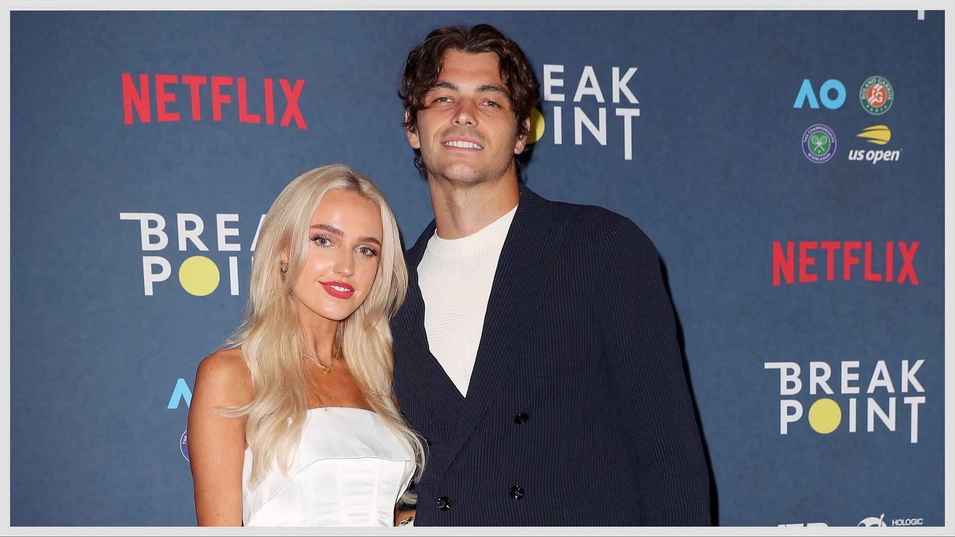 Taylor Fritz(right) with girlfriend Morgan Riddle(left). Image: Getty