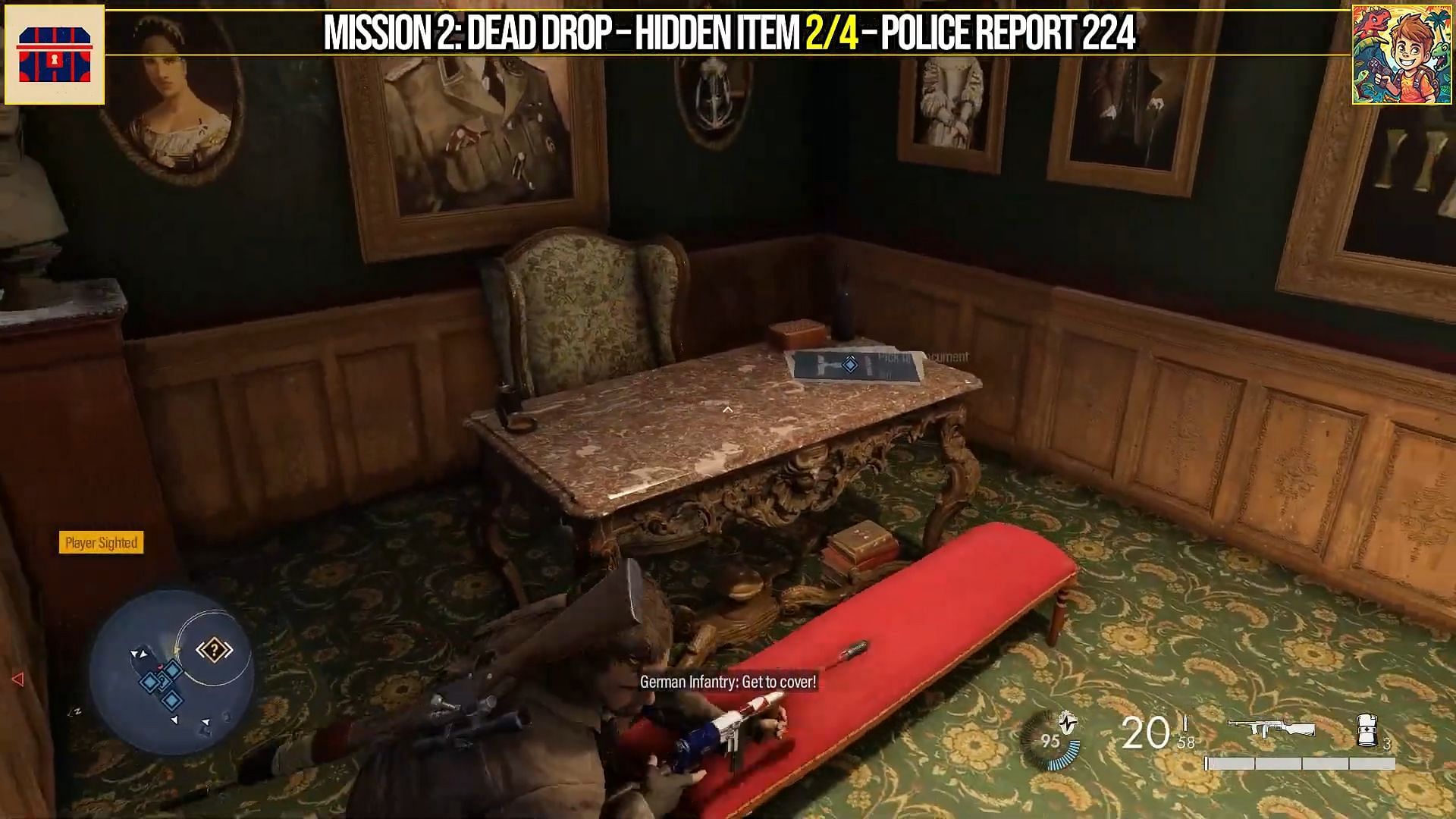 Police report #224 location (Image via YT@Game Guides Channel/Rebellion)