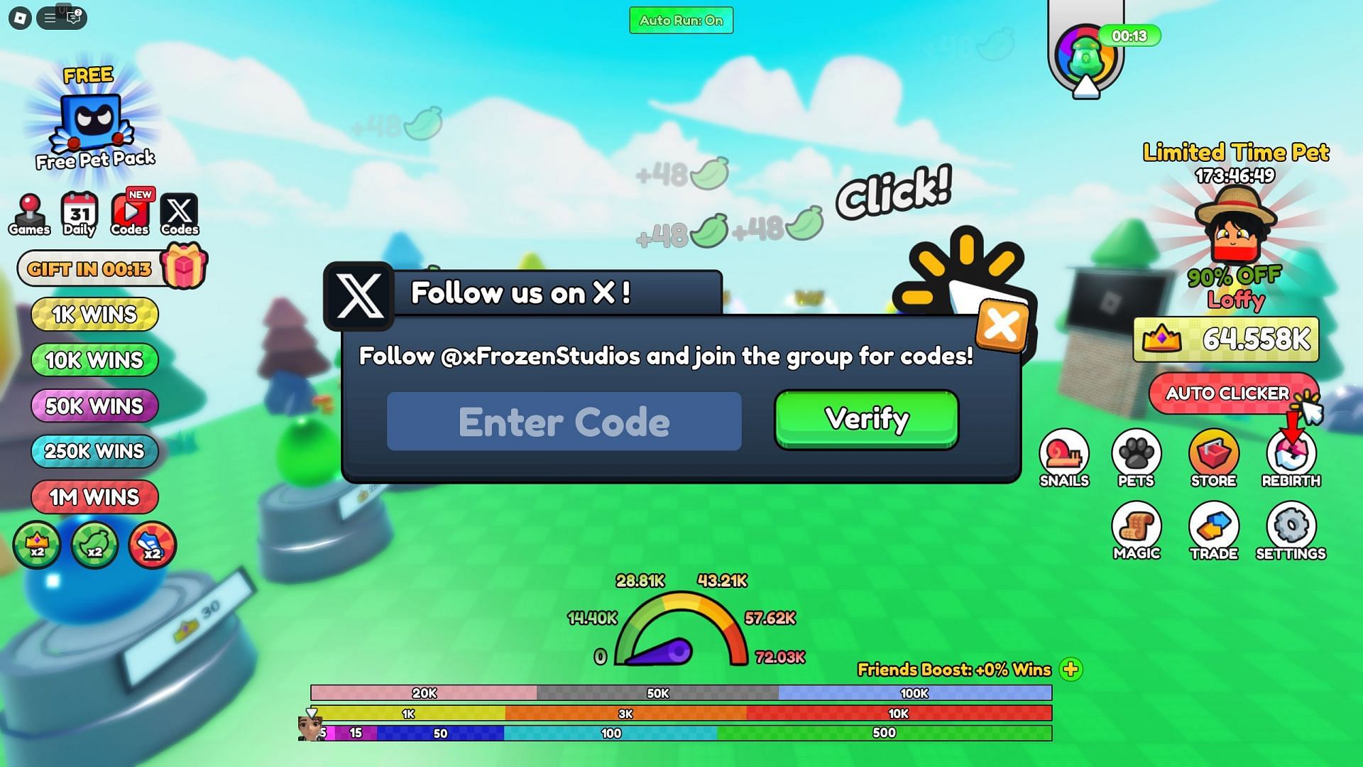 Redeem codes in Snail Race (Image via Roblox)