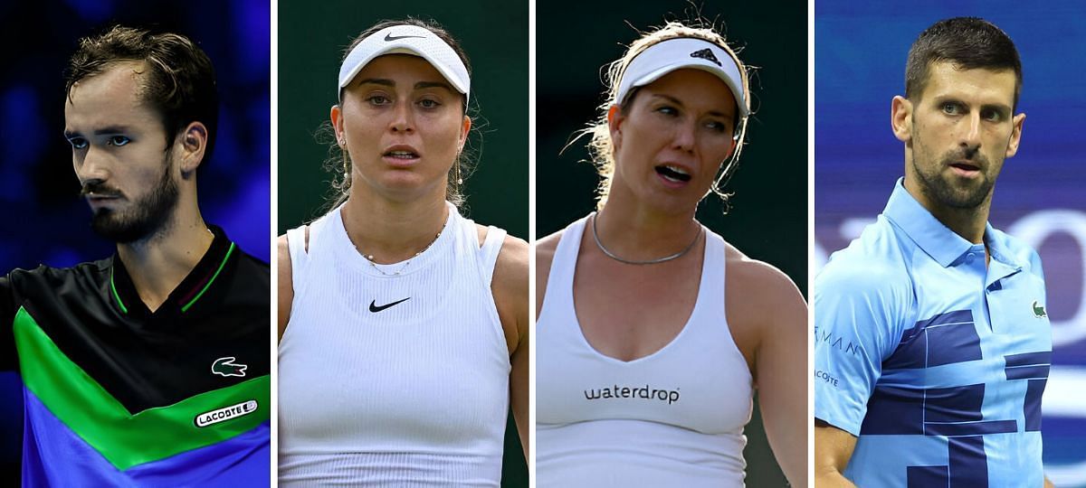 (Left to Right) Daniil Medvedev, Paula Badosa, Danielle Collins, Novak Djokovic [Image source: Getty]