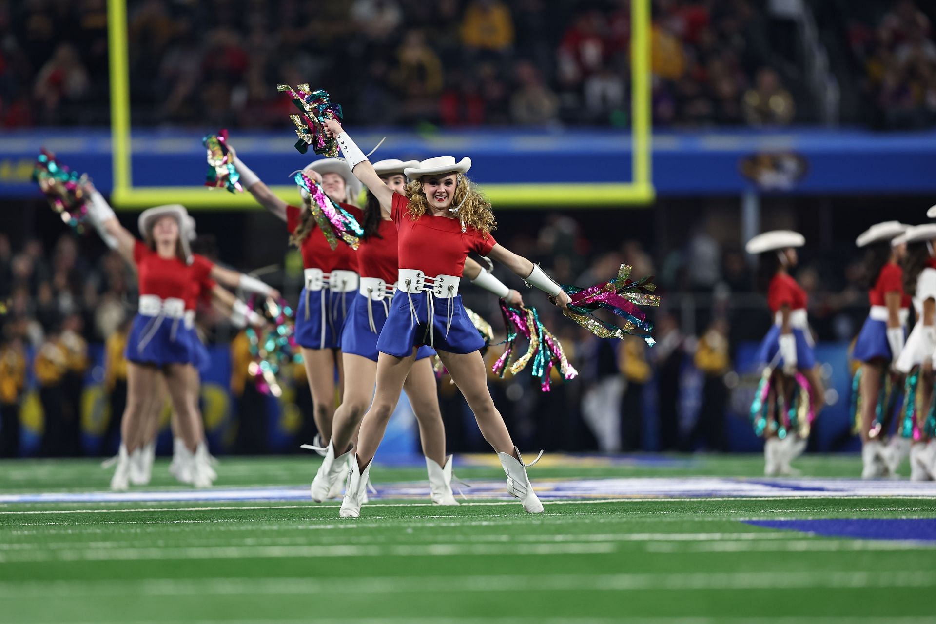 ARLINGTON, TX - DECEMBER 29: The Kilgore College Rangerettes perform at halftime of the 88th Cotton Bowl Classic between the Missouri Tigers and the Ohio State Buckeyes on December 29, 2023 at AT&amp;T Stadium in Arlington, TX - Source: Getty