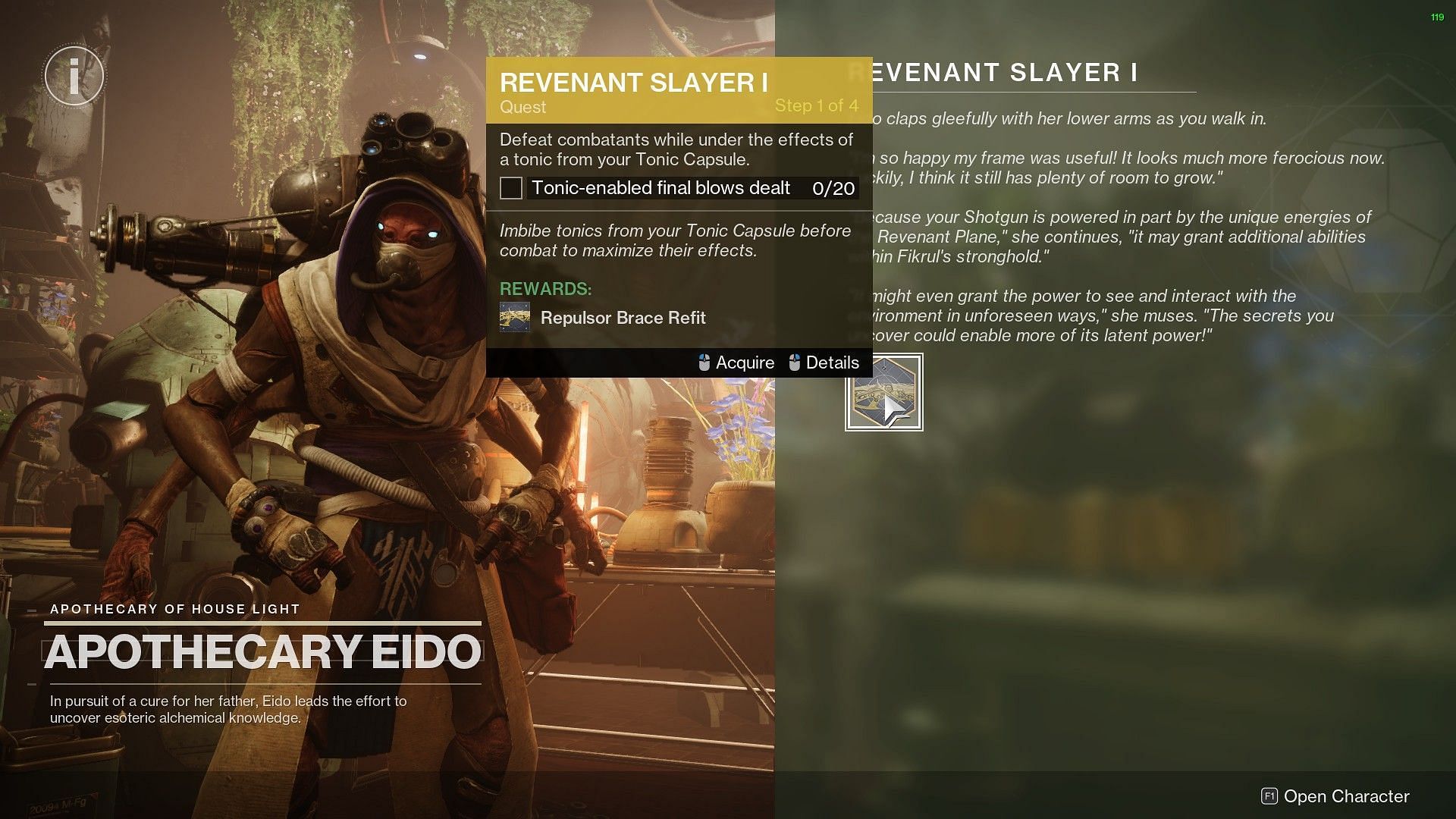 Catalyst quest from Eido in Destiny 2 (Image via Bungie)