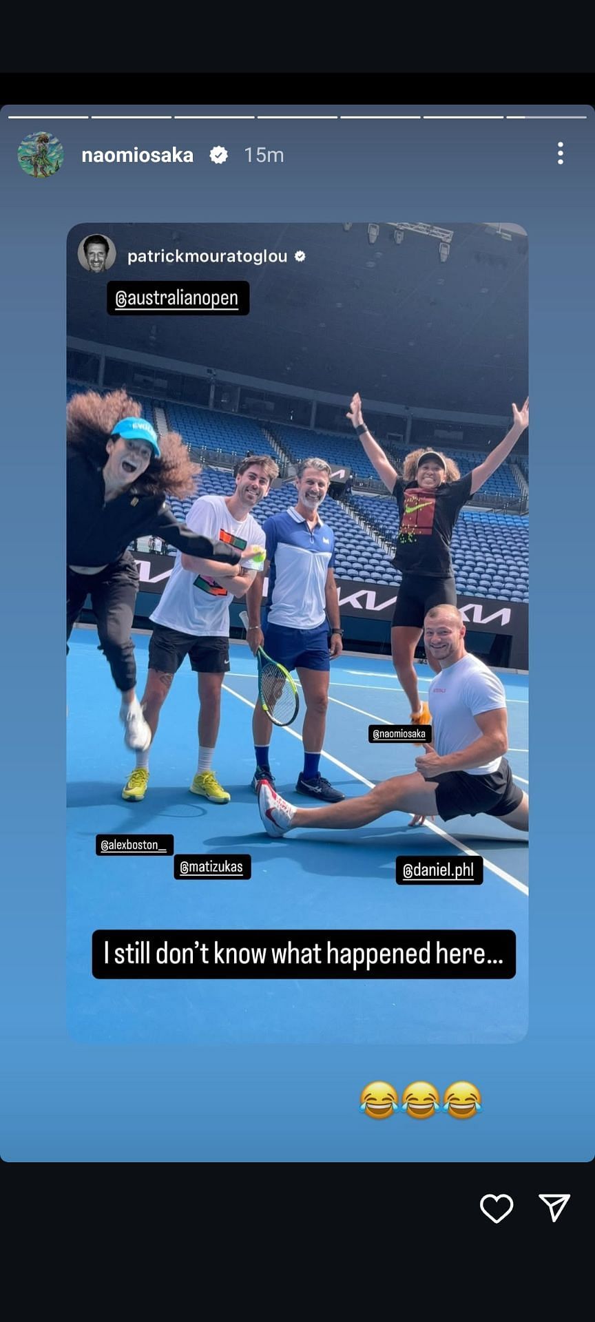 Screengrab of Naomi Osaka&#039;s Instagram story (@Naomiosaka)