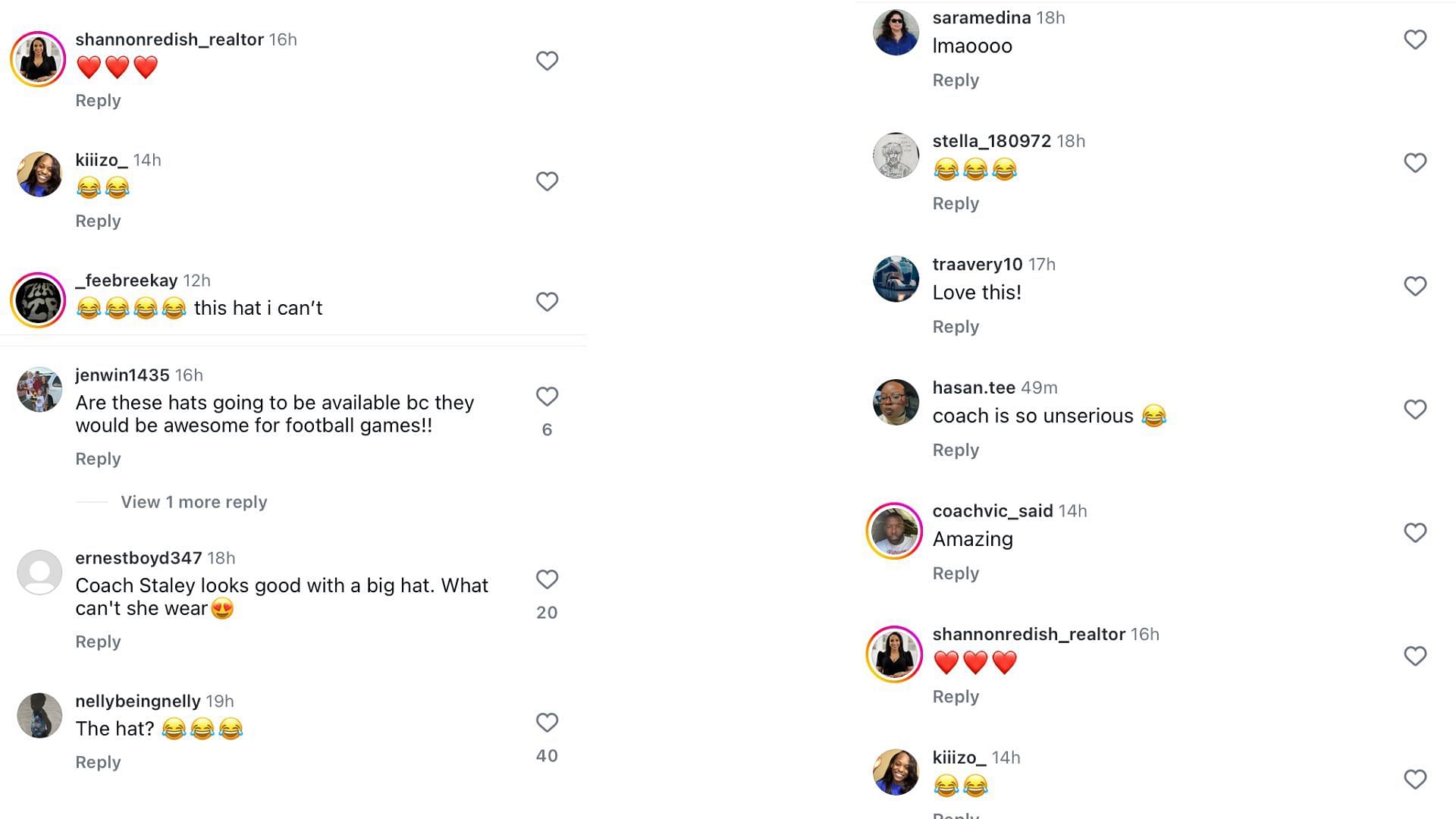 Other fans comment on the Instagram post about Dawn Staley&#039;s fashion statement. (Source: Instagram/@gamecocktrackxc)