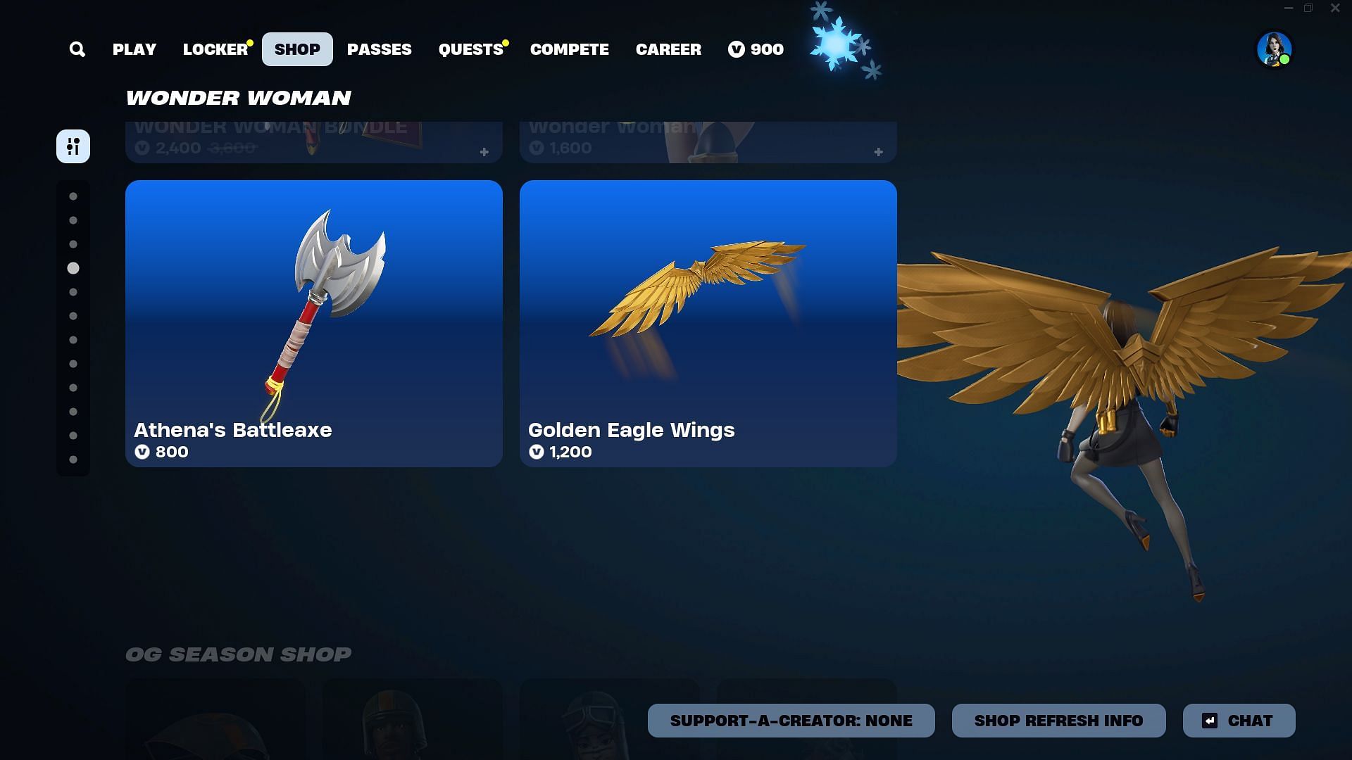 The Wonder Woman skin in Fortnite comes along with additional cosmetic items (Image via Epic Games)