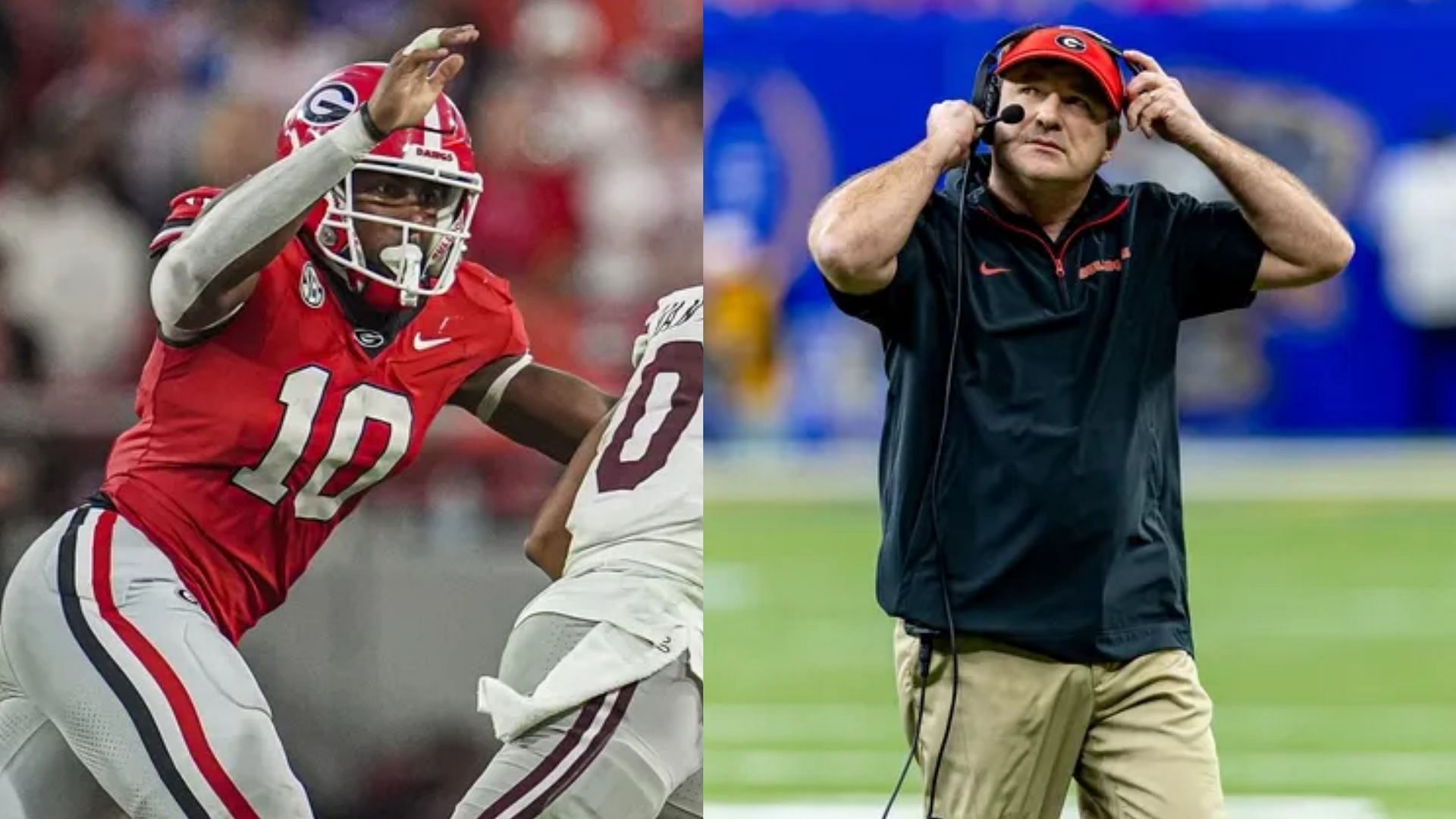 Georgia LB Damon Wilson and coach Kirby Smart