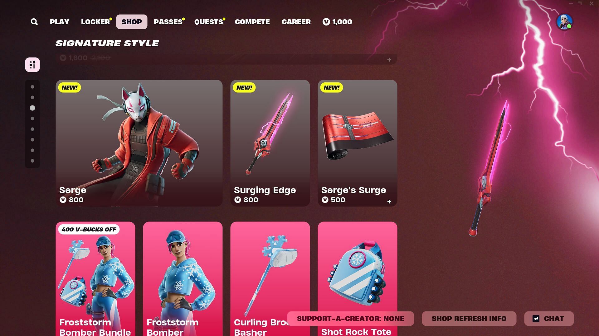 The Serge skin in Fortnite can be purchased separately (Image via Epic Games)