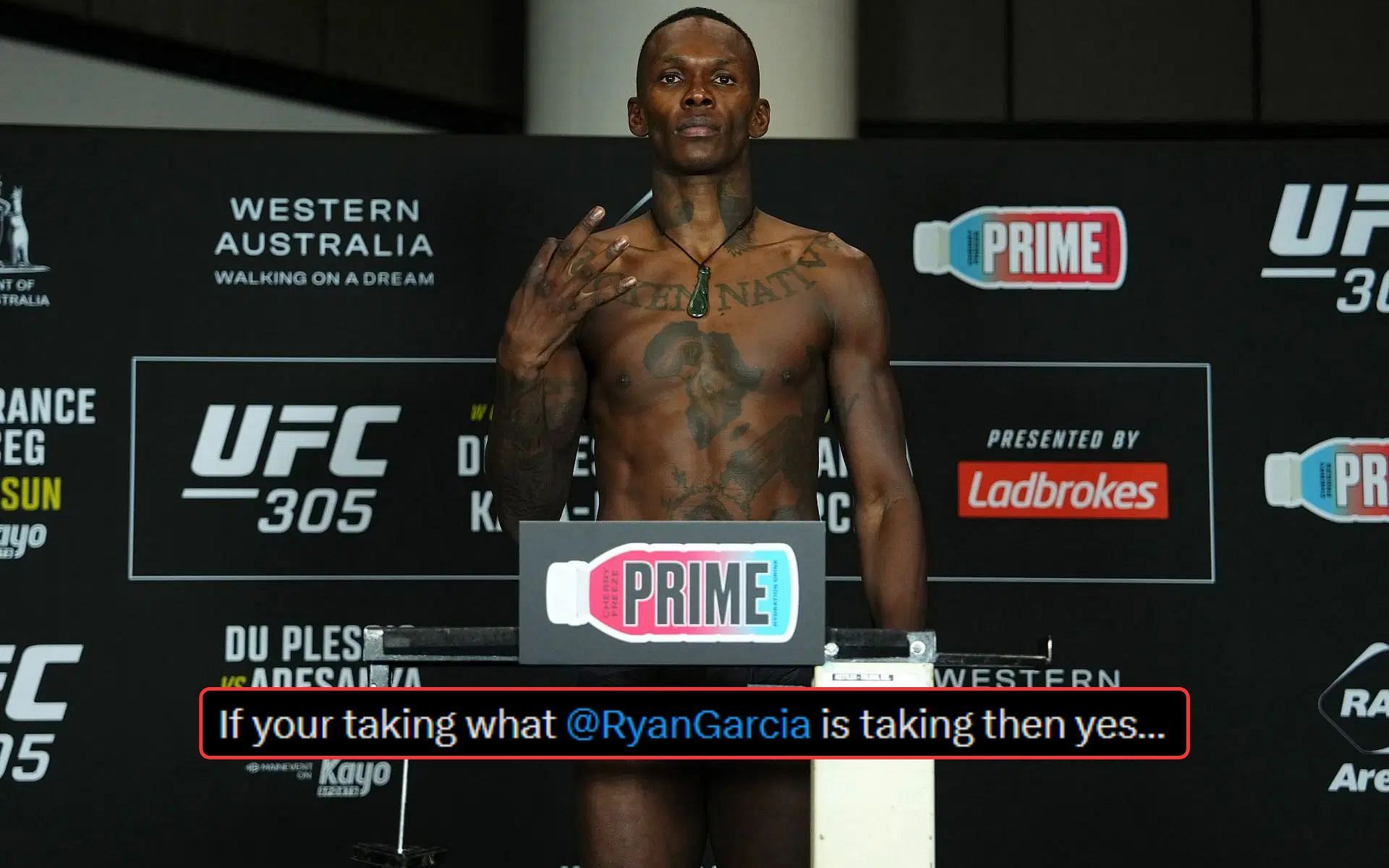 Israel Adesanya rattles fans with cryptic weight-cutting statement ahead of UFC Saudi Arabia.