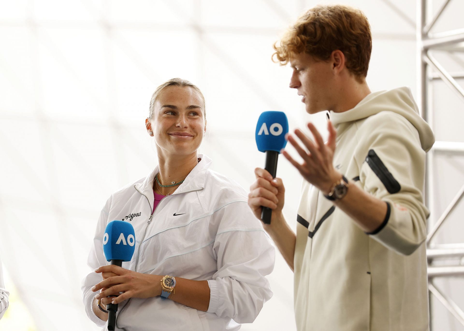 Aryna Sabalenka and Jannik Sinner at the 2025 Australian Open draw ceremony - Source: Getty