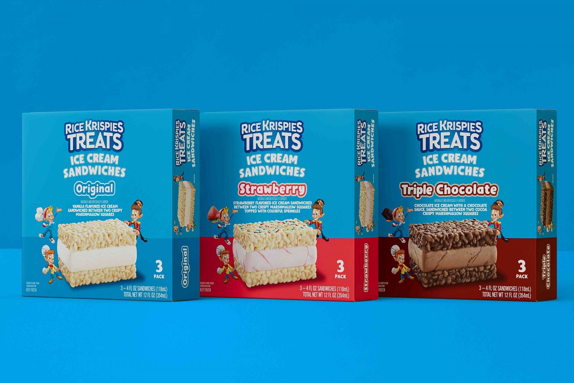 Different flavors of Rice Krispies Treats ice cream sandwiches (Image via Kellanova)