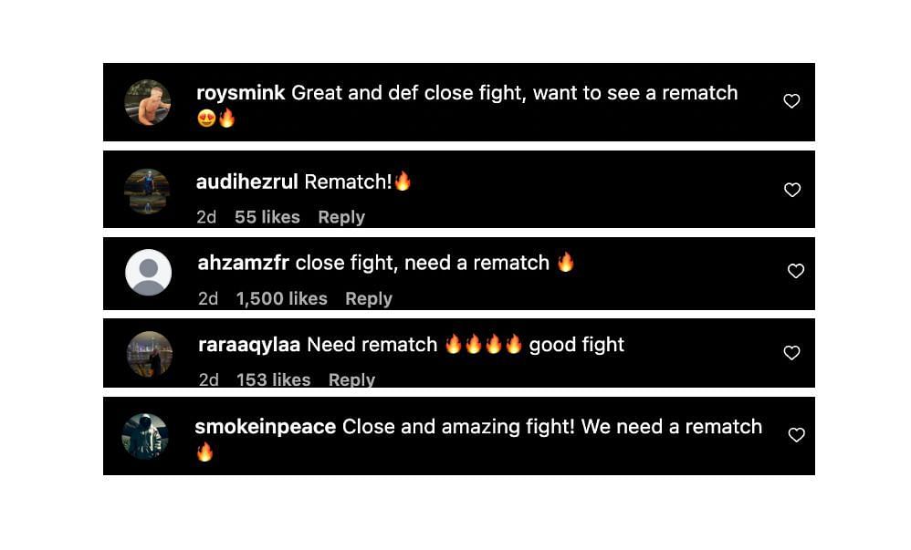 Screenshot of fans&#039; comments. [ONE Championship/Instagram]