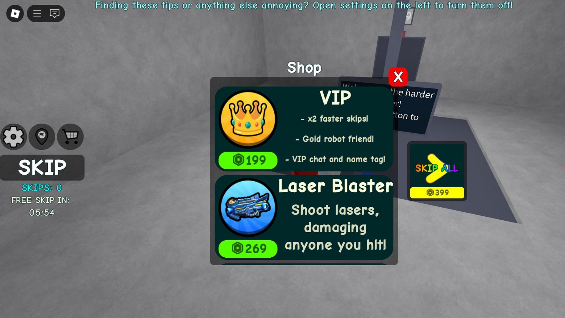 The in-game shop (Image via Roblox)